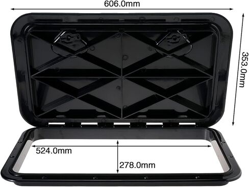 فتحة وغطاء للوصول إلى سطح القارب البحري مقاس 24 بوصة × 14 بوصة باللون الأسود (606MMX 353 مم) in Kuwait