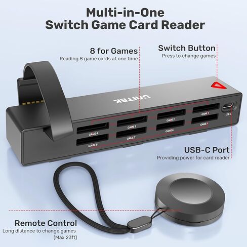 Unitek Switch Game Switcher, 8-in-1 Switch Game Card Reader Quick Switching Adapters Game Cards Holder for Switch/Switch OLED (4 for Game, 4 for Storage) in Saudi Arabia