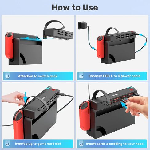 Unitek Switch Game Switcher, 8-in-1 Switch Game Card Reader Quick Switching Adapters Game Cards Holder for Switch/Switch OLED (4 for Game, 4 for Storage) in Saudi Arabia