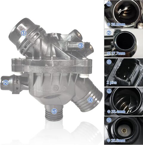 مبيت ترموستات مع مجموعة مستشعر بديلة لسيارات BMW E84 F10 F22 F30 F33 228i 320i 328i 428i 528i X1 X3 X4 X5 Z4 2.0L استبدال 11538635689 11538636595 (N52) in Kuwait