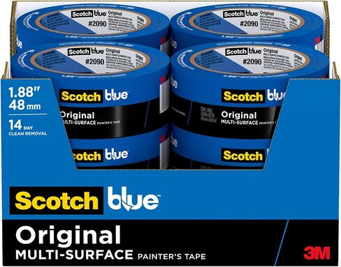 ScotchBlue Original Multi-Surface Painter's Tape, 1.88 Inches x 60 Yards, 12 Rolls, Blue, Paint Tape Protects Surfaces and Removes Easily, Multi-Surface Painting Tape for Indoor and Outdoor Use in Saudi Arabia