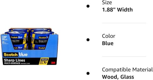 شريط طلاء سكوتش بلو الأصلي متعدد الأسطح، 1.88 بوصة × 60 ياردة، 12 لفة، أزرق، شريط طلاء يحمي الأسطح ويزيل بسهولة، شريط طلاء متعدد الأسطح للاستخدام الداخلي والخارجي in Kuwait