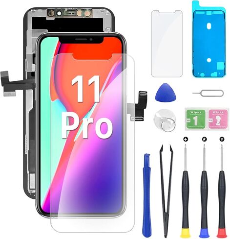 مجموعة استبدال شاشة LCD لهاتف iPhone 11 Pro مقاس 5.8 بوصة شاشة بديلة رقمية تعمل باللمس ثلاثية الأبعاد بدقة عالية كاملة مع مجموعة أدوات إصلاح + واقي شاشة مقاوم للماء in Kuwait