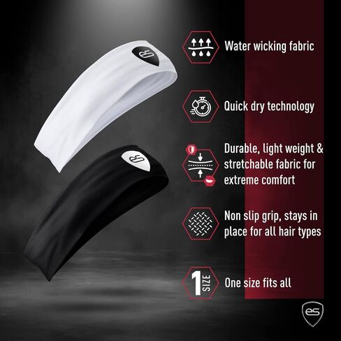 Sweat Band Headband for Men - The Ultimate Workout and Sports Headband for Running, Exercise, Football, Baseball, Softball, Tennis, and More in Kuwait