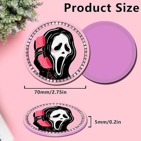 قطعتان من حامل أكواب السيارة اللامعة، وجه جمجمة مضحك، وجه جمجمة مضحك، وسادات سيليكون مضادة للانزلاق مقاس 2.75 بوصة حامل أكواب لوقايات السيارة، وإكسسوارات السيارة اللامعة للنساء والفتيات in Kuwait