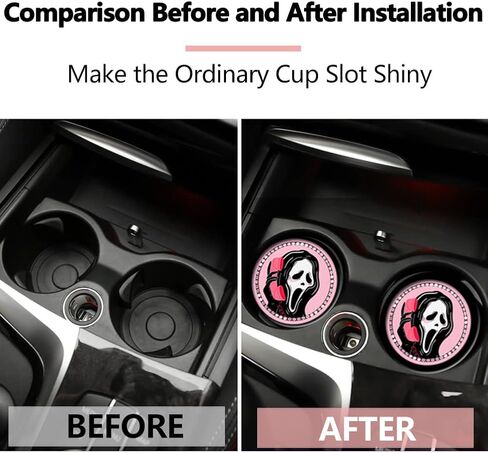 قطعتان من حامل أكواب السيارة اللامعة، وجه جمجمة مضحك، وجه جمجمة مضحك، وسادات سيليكون مضادة للانزلاق مقاس 2.75 بوصة حامل أكواب لوقايات السيارة، وإكسسوارات السيارة اللامعة للنساء والفتيات in Kuwait