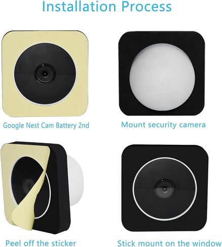 حامل نافذة TEKCMA متوافق مع بطارية كاميرا Google Nest Cam الثانية، حامل نافذة الكاميرا 2 حزمة لنافذة/باب زجاجي واحد، دعامة تثبيت على جدار الكاميرا، وضع الرؤية الليلية، بدون انعكاس داخلي، أسود in Kuwait