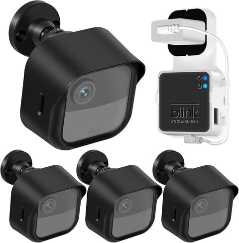 حامل جداري لجهاز Blink Outdoor 4 (الجيل الرابع)، 3 قطع من غطاء الحماية المقاوم للطقس وحامل قابل للتعديل بزاوية 360 درجة مع وحدة مزامنة 2 (الكاميرا الوامضة غير متضمنة، أسود) (3) in Kuwait