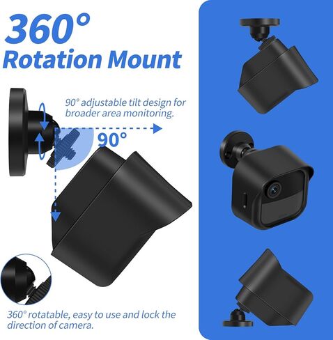 حامل جداري لجهاز Blink Outdoor 4 (الجيل الرابع)، 3 قطع من غطاء الحماية المقاوم للطقس وحامل قابل للتعديل بزاوية 360 درجة مع وحدة مزامنة 2 (الكاميرا الوامضة غير متضمنة، أسود) (3) in Kuwait