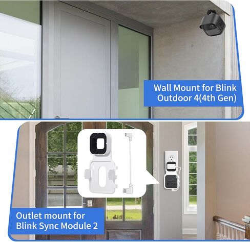 حامل جداري لجهاز Blink Outdoor 4 (الجيل الرابع)، 3 قطع من غطاء الحماية المقاوم للطقس وحامل قابل للتعديل بزاوية 360 درجة مع وحدة مزامنة 2 (الكاميرا الوامضة غير متضمنة، أسود) (3) in Kuwait