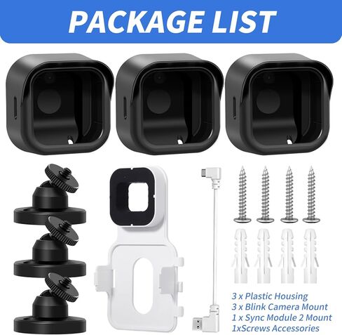 حامل جداري لجهاز Blink Outdoor 4 (الجيل الرابع)، 3 قطع من غطاء الحماية المقاوم للطقس وحامل قابل للتعديل بزاوية 360 درجة مع وحدة مزامنة 2 (الكاميرا الوامضة غير متضمنة، أسود) (3) in Kuwait