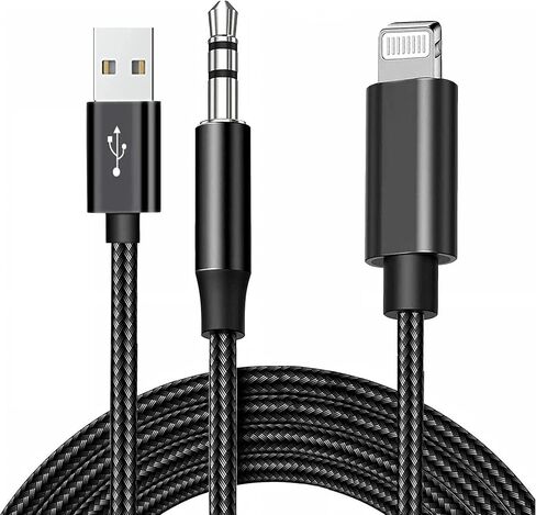 كابل صوت Lightning إلى 3.5 مم Aux Cord Audio 2 في 1 يعمل مع سماعات رأس ستيريو للسيارة iPhone إلى 3.5 مم كابل Aux ستيريو متوافق مع iPhone 13/12/11/X/8 (3.3FT) in Saudi Arabia