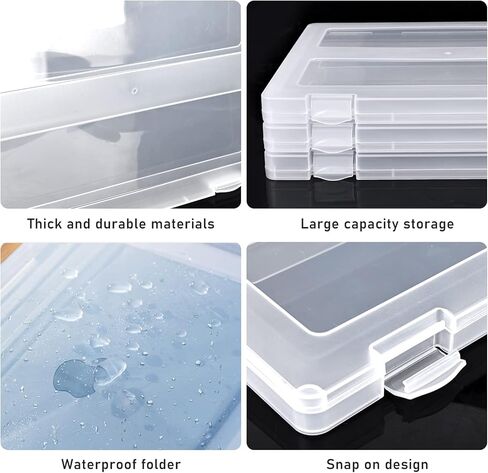 A4 Plastic Paper Organizer Box: 4 Pcs Plastic File Box, Portable Stackable Paper Storage Box, Clear A4 File Box, Clear Plastic Document Magazine Organizer Box for Papers, Magazines, Photos, Documents in Kuwait