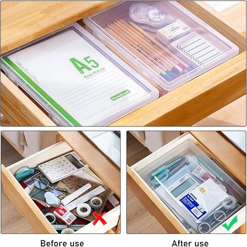 A4 Plastic Paper Organizer Box: 4 Pcs Plastic File Box, Portable Stackable Paper Storage Box, Clear A4 File Box, Clear Plastic Document Magazine Organizer Box for Papers, Magazines, Photos, Documents in Kuwait