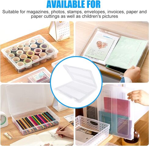A4 Plastic Paper Organizer Box: 4 Pcs Plastic File Box, Portable Stackable Paper Storage Box, Clear A4 File Box, Clear Plastic Document Magazine Organizer Box for Papers, Magazines, Photos, Documents in Kuwait
