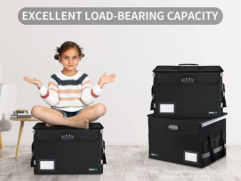 File Box with Lock, GREEWOR Portable Fireproof Document Box with Tab Inserts, Collapsible File Cabinet for Home Office/Book/Toy Storage, Reusable File Storage Oraganizer for Hanging Letter/Legal in Kuwait