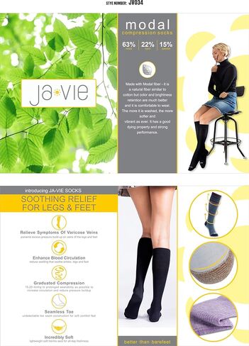 JAVIE Compression Socks for Men & Women (15-20mmHg) - Compression Stockings for Running, Soccer, Athletic, Travel, Pregnancy in Kuwait