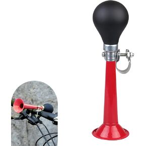 1 PC Bike Horn, 7 Inch Loud Sound Bicycle Bell, Weather-Resistant Vintage Metal Air Horn, Bike Bells for Kids & Adults, Universal Fit for Bicycles/Motorcycles/ATV/Golf Carts (Red)
