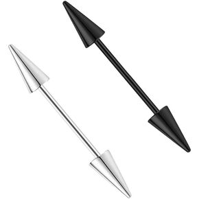 2Pcs 14G Spike Industrial Piercing Jewelry for Women Men 316L Surgical Steel Industrial Barbell Cartilage Earrings Minimalist Cartilage Piercing Jewelry