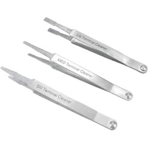 3PCS Diamond Grip Terminal Cleaner Set, Electrical Contact Cleaner Terminal Wiring Tweezers, Auto Battery Terminal Cleaner Repairing Tool for Electrical Spade Pin Connector