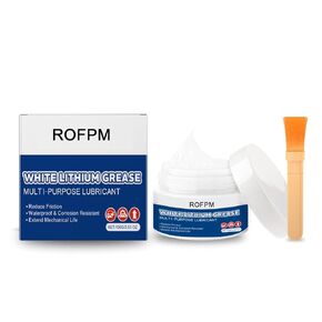 3.52 Oz White Lithium Grease, Multi Purpose Lubricant with Brush, Anti-Rust Lithium Grease for Automotive Brake Calipers Door Hinges Bike Bearings Tracks Garage Door Hinges