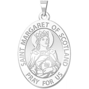 PicturesOnGold.com Saint Margaret of Scotland - Oval - 3/4 Inch X 1 Inch Size of a Quarter -Sterling Silver