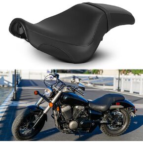 One-Piece Motorcycle Rider Passenger Seat Pillion Cushion Compatible with Shadow Spirit & Phantom VT750 C2 2007-2023 (Black Smooth)