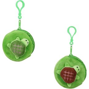 Coin Purse 2pcs, Soft Plush Change Purse Turtle Coin Pouch with Smooth Zipper, Funny Coin Wallet for Coin, Receipts, Access Cards (green+brown)