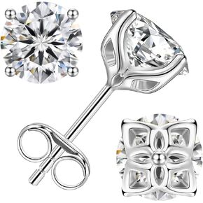 أقراط برين مويسانيت للنساء للرجال ، أنشأ المختبر 0.5-1.5CT Moissanite 925 Sterling Silver Stud arock Round D Coll Color VVS1 Clarity