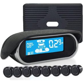 Unifizz Dual-Core Parking Sensor LCD Display Kit Four Voice Switchable with Eight Black Sensors N8P4L
