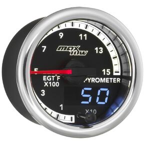 MaxTow Match 1500 F Pyrometer Exhaust Gas Temp Gauge Kit for Dodge Ram 6.7L Cummins 4th Gen Diesel Truck - Includes EGT Probe - Double Vision Display with Analog & Digital Readouts - 2-1/16" 52mm