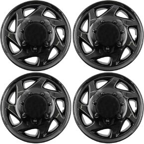 F8UZ-1130-AA Hubcaps Wheel Covers متوافق مع 1998-2023 Ford Van 16 "" Hubcaps/Wheel Coverts مجموعة لمعان أسود (مجموعة من 4)