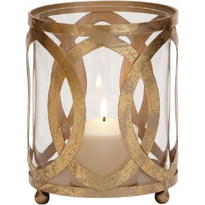 Deco 79 Metal Bailar Candle Lantern ، 6 "× 6" × 8 "، الذهب