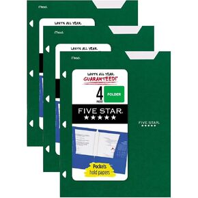 Five Star Folder, 4-pocket, File Folder, Blue (Pack of 3) (72095) in Kuwait