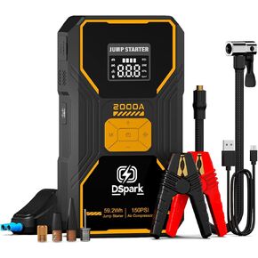 B31 Jump Starter with Air Compressor, 2000A Portable Car Booster, 150PSI Tire Inflator, 12V Jump Box, Battery Pack, and Starter Battery for Quick Charging and Emergency Use