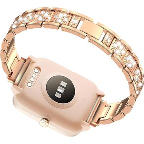 LYSANDRA 22mm watch Band for Women, Metal Jewelry Sparkly Diamond Thin Replacement Compatible for Fitpolo GTX12, TOZO S6/S5, Tensky GTX12/208BT, aeac IDW208 Plus Watch