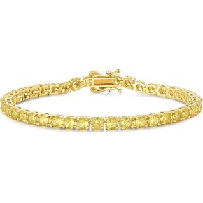Fancime November Birthstone Citrine Bracelet Gold Tennis Tennis Bracelets Fine Jewelry Wedding Prom Prom Hight For Women ، بطول 7.9 بوصة 4 ملم