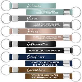 Sureio 24 Pcs Inspirational Motivational Key Chains Gift Silicone for Employee Coworker Teacher Women Men Camp Gift(Vivid Colors,Discipline)