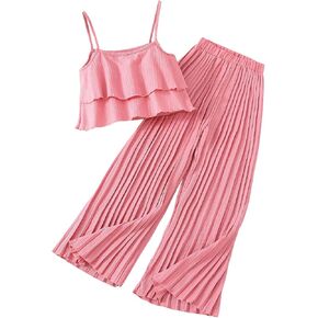 SOLY HUX Girl's Summer Clothes Ruffle Sleeveless Camisole Top and Pants 2 Piece Outfits Set