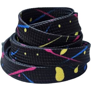 Flat Colorful Shoelaces Speckled Shoe Strings Splash Color Print Shoe Laces for Sneakers 2 Pairs