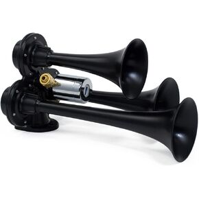 Hornblasters Stealth Black Caboose 12/24 Volt Air Horn Only - 3 Trumpets - Unique Tone