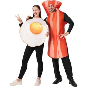 DSplay Fried Egg and Bacon Costume for Adult Couples 2 pcs Costumes