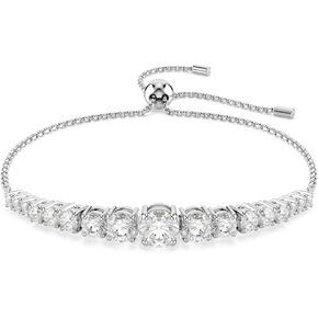 Swarovski Matrix bracelet, Gradient of round cuts, clear, Rhodium finish