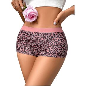 Shenhe Women's Boyshorts ملابس داخلية Leopard Print Boxer Boxer High Rise Rise Soft Stretch Instrit