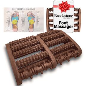 Brookstone Foot Roller Massager لارتياح التهاب اللفافة الأخمصية - أسطوانة تدليك خشبية لصحة القدم - تحفيز ردود الفعل وتخفيف الإجهاد - هدية مثالية لأمي ، أبي ، كبار السن