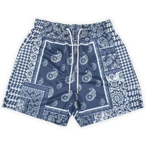 Men's Paisley Graphics Shorts Drawstring Waist Print Workout Track Streetwear Shorts with Pocket
