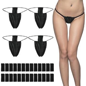 yolev 50 pcs سراويل سراويل سوداء يمكن التخلص منها للنساء ، والملابس الداخلية thong غير المنسقة.