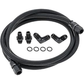 6AN Transmission Cooler Lines Compatible with 4L60 700R4 TH350 TH400, 7 Ft Long Hose Fitting Nylon & Stainless Steel Braided Lines with Fittings 2 X 6AN PTFE for Automotive
