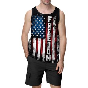 American Flag Men Workout Tank Top 4th of July Shirts Mens Patriotic Tank Tops Stars and Stripes Gym Sport Sleeveless