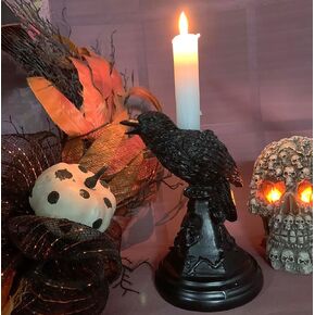 شمعة قوطية داكنة Raven/Owl Halloween Candle Stick Holder ، حامل تمثال القوطي حامل حامل ، ملحق ديكور المنزل القوطية (الخفافيش)